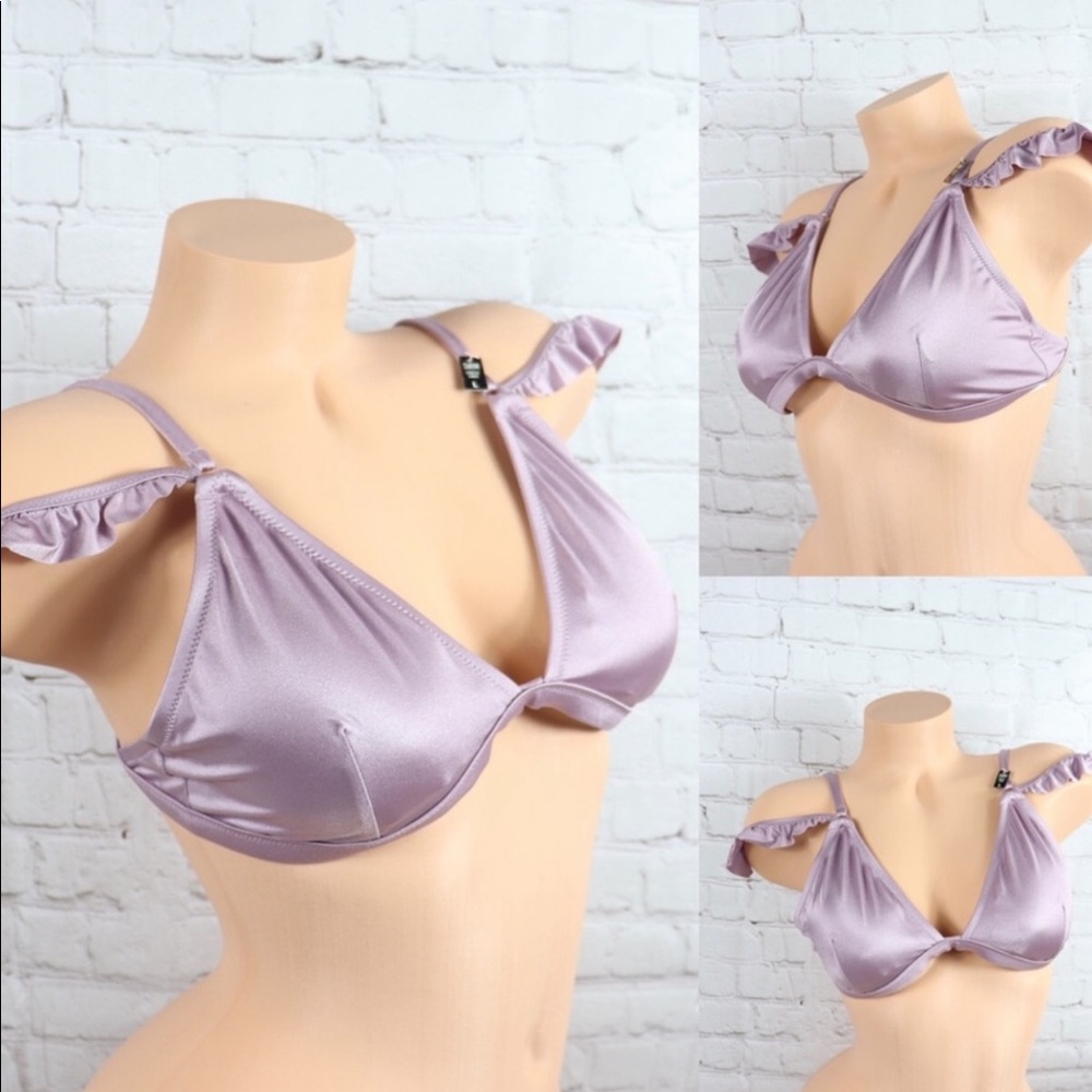 VS Pink Ruffled Swim Suit Bralette Top Lilac